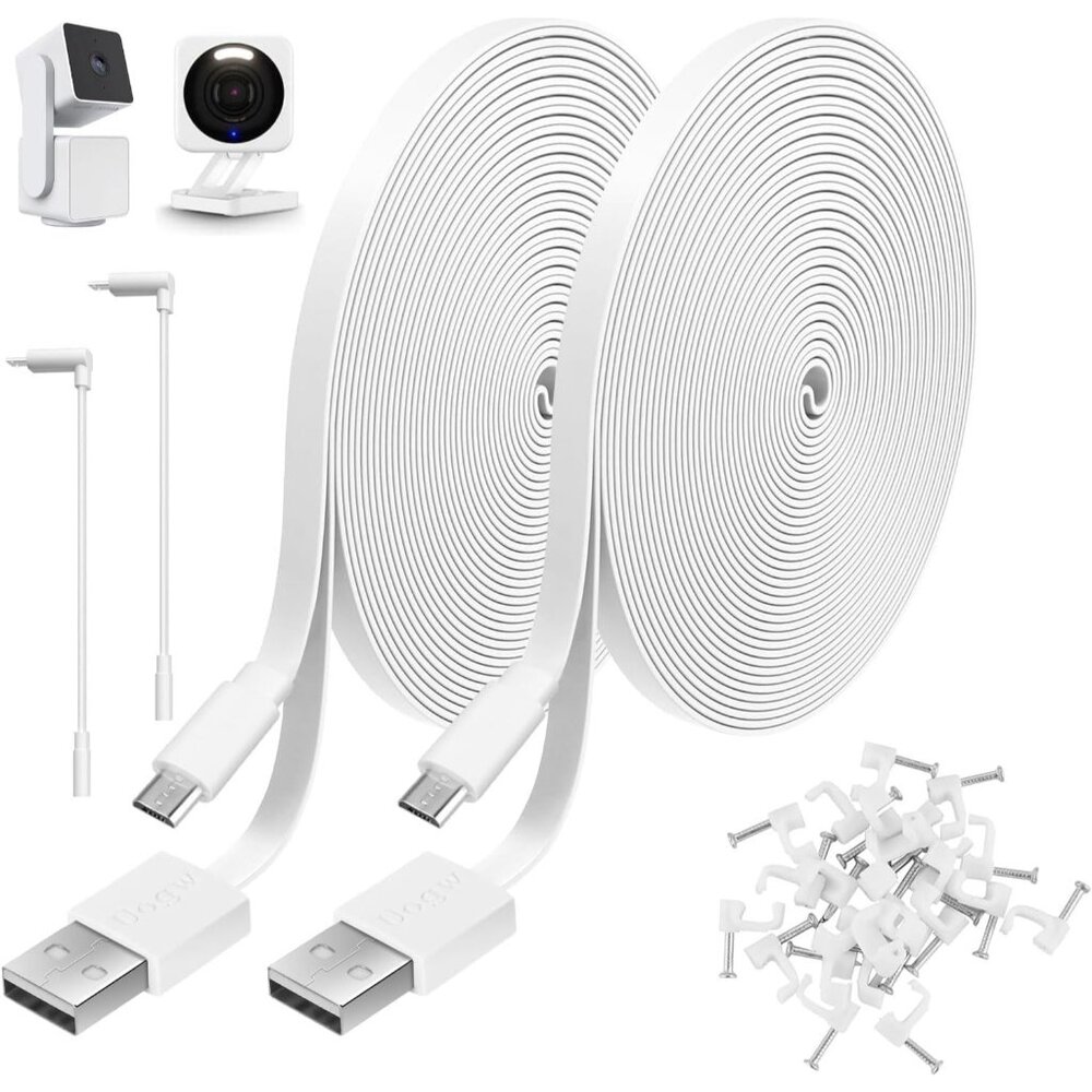 2 Pack 25ft Power Extension Cable Compatible with Wyze Cam v4,Wyze Cam Pan v3,Wy